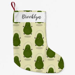 Calcetín Navideño Pequeño Cute aguacate salto cuerda personalizado ilustraci