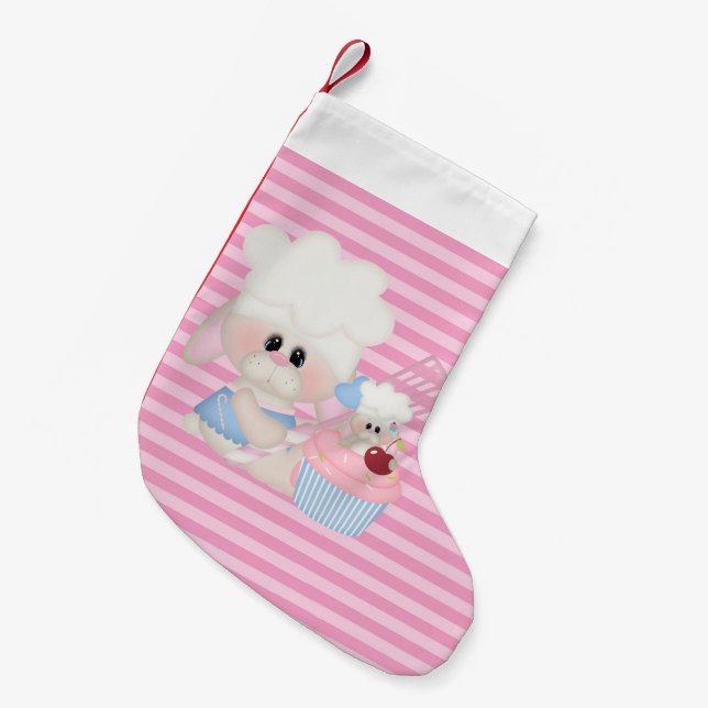 Calcetín Navideño Pequeño Cute Baking Bunnies Navidades de vacaciones (Frente (Colgado))