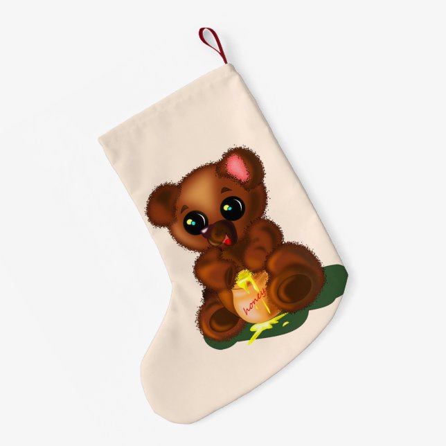 Calcetín Navideño Pequeño Cute Bear Christmas Stockings (Anverso (colgado))