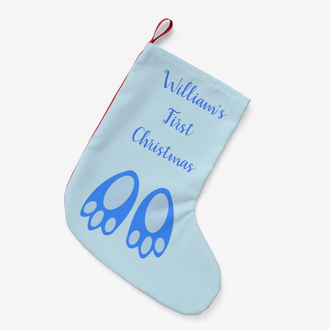 Calcetín Navideño Pequeño Cute Blue Baby Boy Bunny Feet Easter Custom (Frente (Colgado))