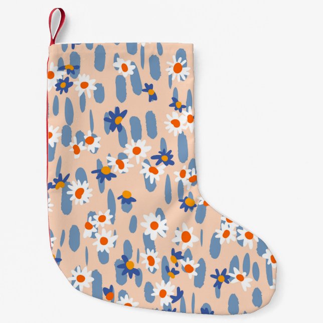 Calcetín Navideño Pequeño Cute botanical seamless pattern. Small daisies sca (Anverso)