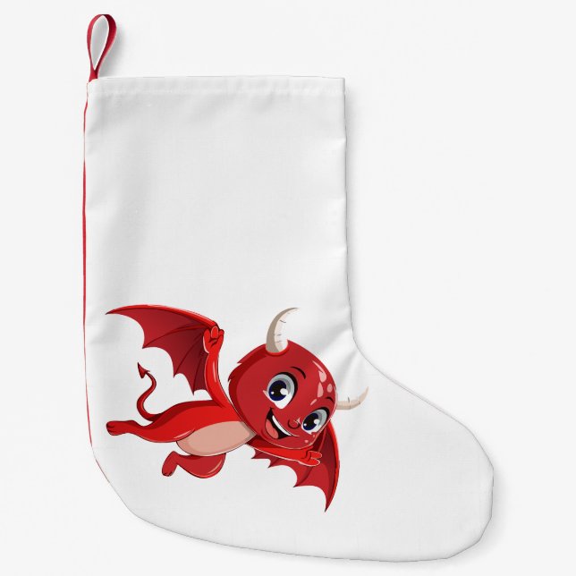 Calcetín Navideño Pequeño Cute cartoon flying devil (Anverso)