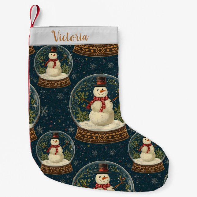 Calcetín Navideño Pequeño Cute Christmas Snowman Stocking (Anverso)