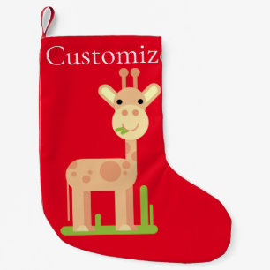 Calcetín Navideño Pequeño Cute Giraffe Munching Thunder_Cove