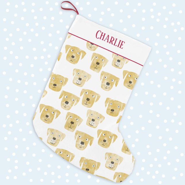Calcetín Navideño Pequeño Cute Golden Labrador Recuperador Perro Nombre Pers (Subido por el creador)