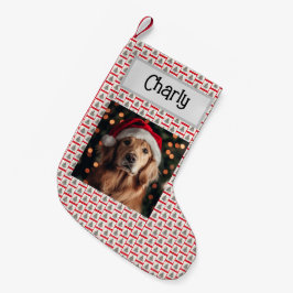 Calcetín Navideño Pequeño Cute Golden Retriever, personalizado con nombre, p