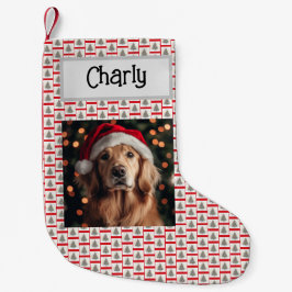 Calcetín Navideño Pequeño Cute Golden Retriever, Personalizado Con Nombre, P