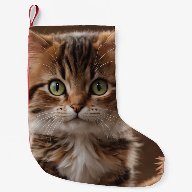Calcetín Navideño Pequeño Cute Kitten (Anverso)