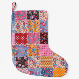 Calcetín Navideño Pequeño Cute seamless patchwork pattern