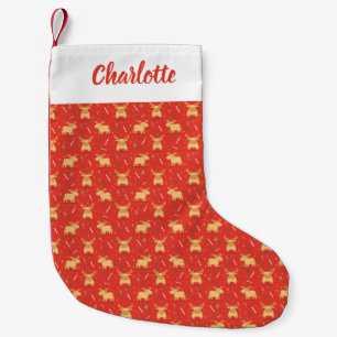 Calcetín Navideño Pequeño Cute Simple feliz navidad personalizado reno patat