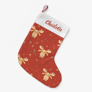 Calcetín Navideño Pequeño Cute Simple feliz navidad personalizado reno patat