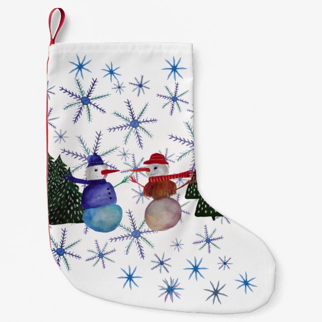 Calcetín Navideño Pequeño Cute Snowman (Anverso)