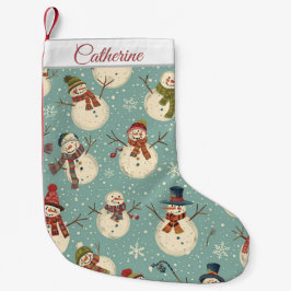 Calcetín Navideño Pequeño Cute Snowman Christmas Stocking
