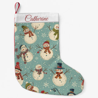 Calcetín Navideño Pequeño Cute Snowman Christmas Stocking
