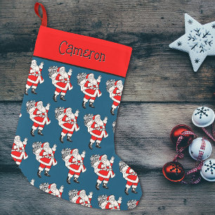 Calcetín Navideño Pequeño Cute Vintage Santa