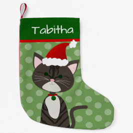 Calcetín Navideño Pequeño Cuto tabby Santa Cat