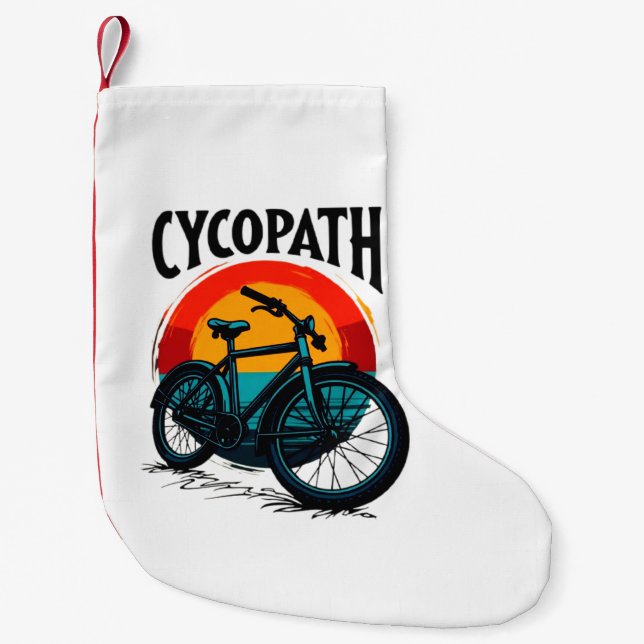 Calcetín Navideño Pequeño Cycopath: Bicicleta energética con té gráfico al a (Anverso)
