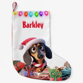 Calcetín Navideño Pequeño Dachshund animado