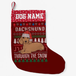 Calcetín Navideño Pequeño Dachshund Personalizado A Través De La Fiesta De L
