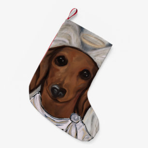 Calcetín Navideño Pequeño Dachshund Rojo