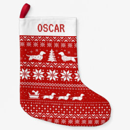 Calcetín Navideño Pequeño Dachshunds Patrón navideño Perros del Viejo Perros