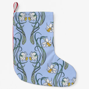 Calcetín Navideño Pequeño Daffodils Art: la primavera de Nouveau