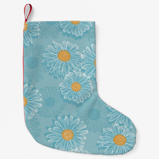 Calcetín Navideño Pequeño Daisies vintage: patrón de contorno floral.