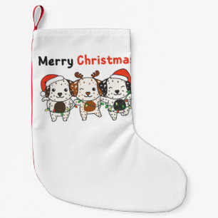 Calcetín Navideño Pequeño Dalmacia Feliz Navidad y fiesta de perros