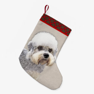 Calcetín Navideño Pequeño Dandie Dinmont Terrier Pintura Original De Perro