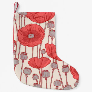 Calcetín Navideño Pequeño Danza de campo de amapola: Rapsodia floral sin mar