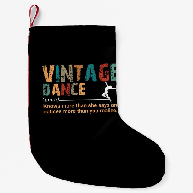 Calcetín Navideño Pequeño Danza Vintage Dance Definition Dance Lover Gift (Anverso)