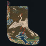 Calcetín Navideño Pequeño Decoración antigua china de aves<br><div class="desc">Pájaro blanco - Esta imagen está basada en un tapiz textil vintage de bordado chino de un pájaro blanco. El original está en el Museo Metropolitano. Esta es una reproducción fotográfica de la tapicería de trabajo de agujas,  no del trabajo de agujas real.</div>