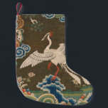 Calcetín Navideño Pequeño Decoración antigua china de aves<br><div class="desc">Pájaro blanco - Esta imagen está basada en un tapiz textil vintage de bordado chino de un pájaro blanco. El original está en el Museo Metropolitano. Esta es una reproducción fotográfica de la tapicería de trabajo de agujas,  no del trabajo de agujas real.</div>