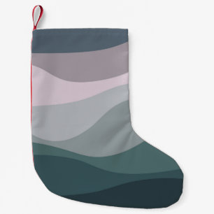 Calcetín Navideño Pequeño Decoración de ondas de estilo retro violeta y turq