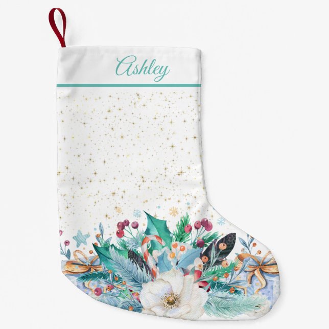 Calcetín Navideño Pequeño decoración festiva de Navidades (Anverso)