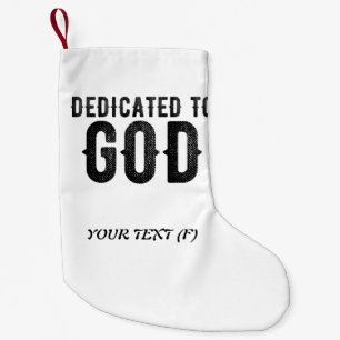 CALCETÍN NAVIDEÑO PEQUEÑO DEDICADO A DIOS PERSONALIZABLE GUAY TEXTO NEGRO