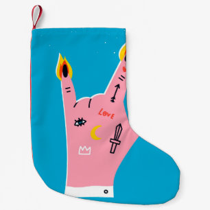 Calcetín Navideño Pequeño Dedos de incendio abstractos