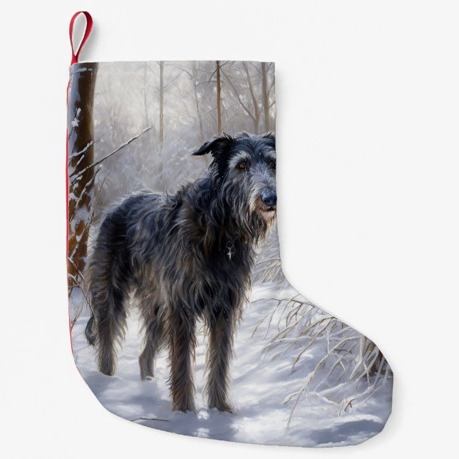 Calcetín Navideño Pequeño Deerhound escocés deja que nieve Navidades (Anverso)