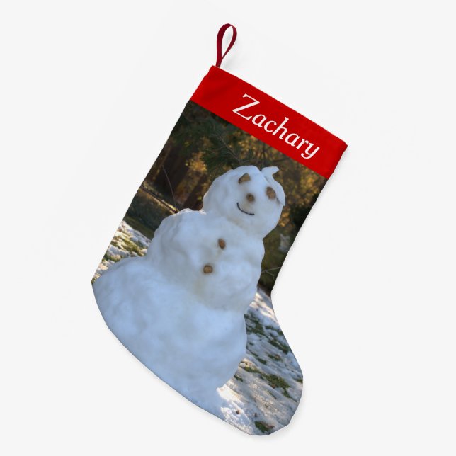 Calcetín Navideño Pequeño Dejáis le nevar medias personalizadas del muñeco (Frente (Colgado))