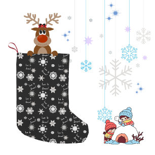 Calcetín Navideño Pequeño Dejar que la elección del color de nieve gire fond