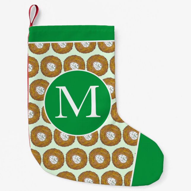 Calcetín Navideño Pequeño Deliciosos Panqueques De Patata De Latas Hanukkah  (Anverso)