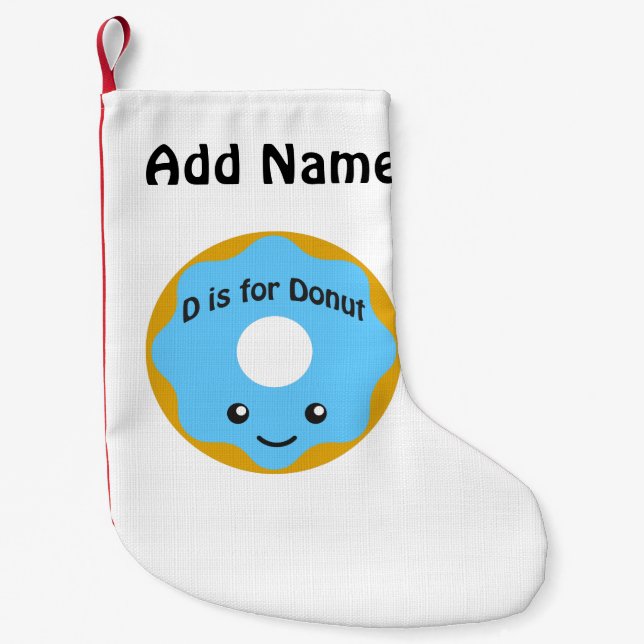 Calcetín Navideño Pequeño Delightning D es para Donut (Anverso)