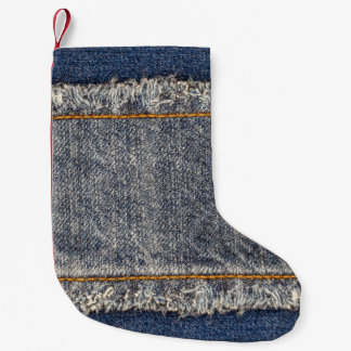 Calcetín Navideño Pequeño Denim Blue Jeans: Parche doble Casual