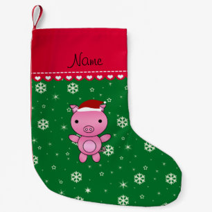 Calcetín Navideño Pequeño Denominación personalizada Estrellas verdes de cer