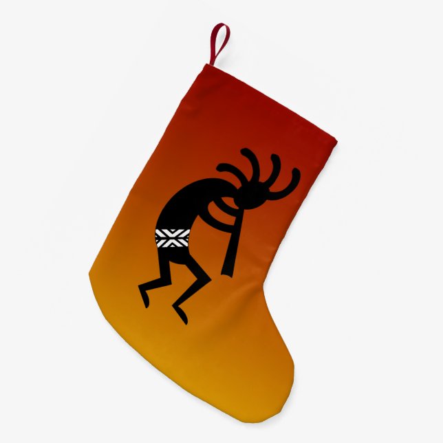 Calcetín Navideño Pequeño Desert Sunset Kokopelli Navidad Suroeste (Frente (Colgado))