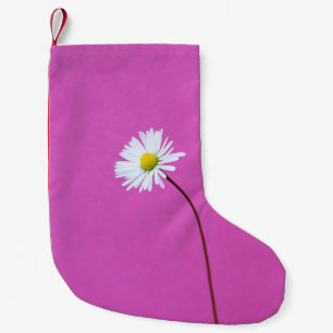 CALCETÍN NAVIDEÑO PEQUEÑO DÍA BLANCO SOBRE FONDO ROSA