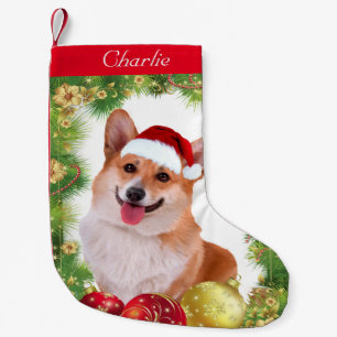 Calcetín Navideño Pequeño Día de fiesta del Corgi