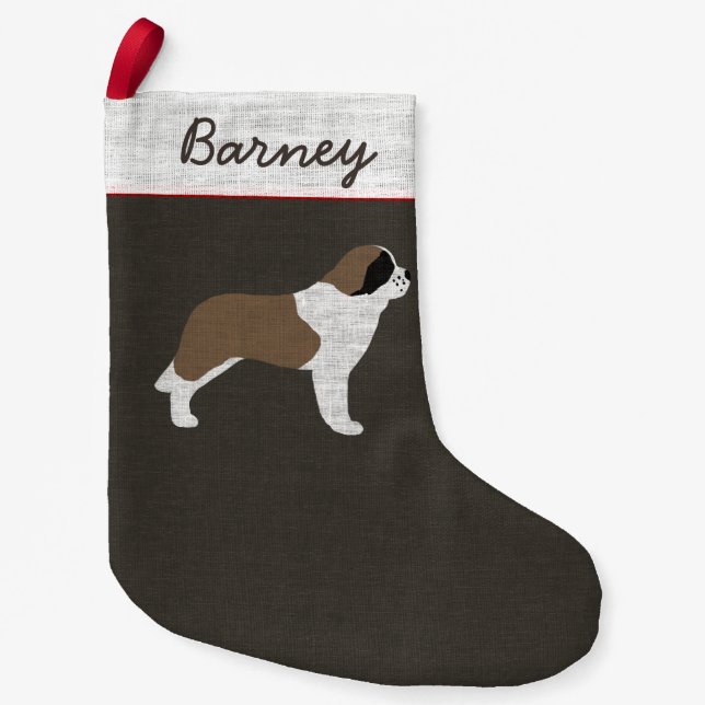 Calcetín Navideño Pequeño Día de fiesta personalizado silueta del perro de (Anverso)