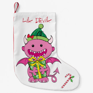 Calcetín Navideño Pequeño Diablo del chica con el presente