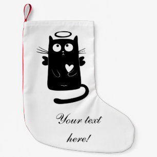 Calcetín Navideño Pequeño Dibujo animado angelical del gato negro